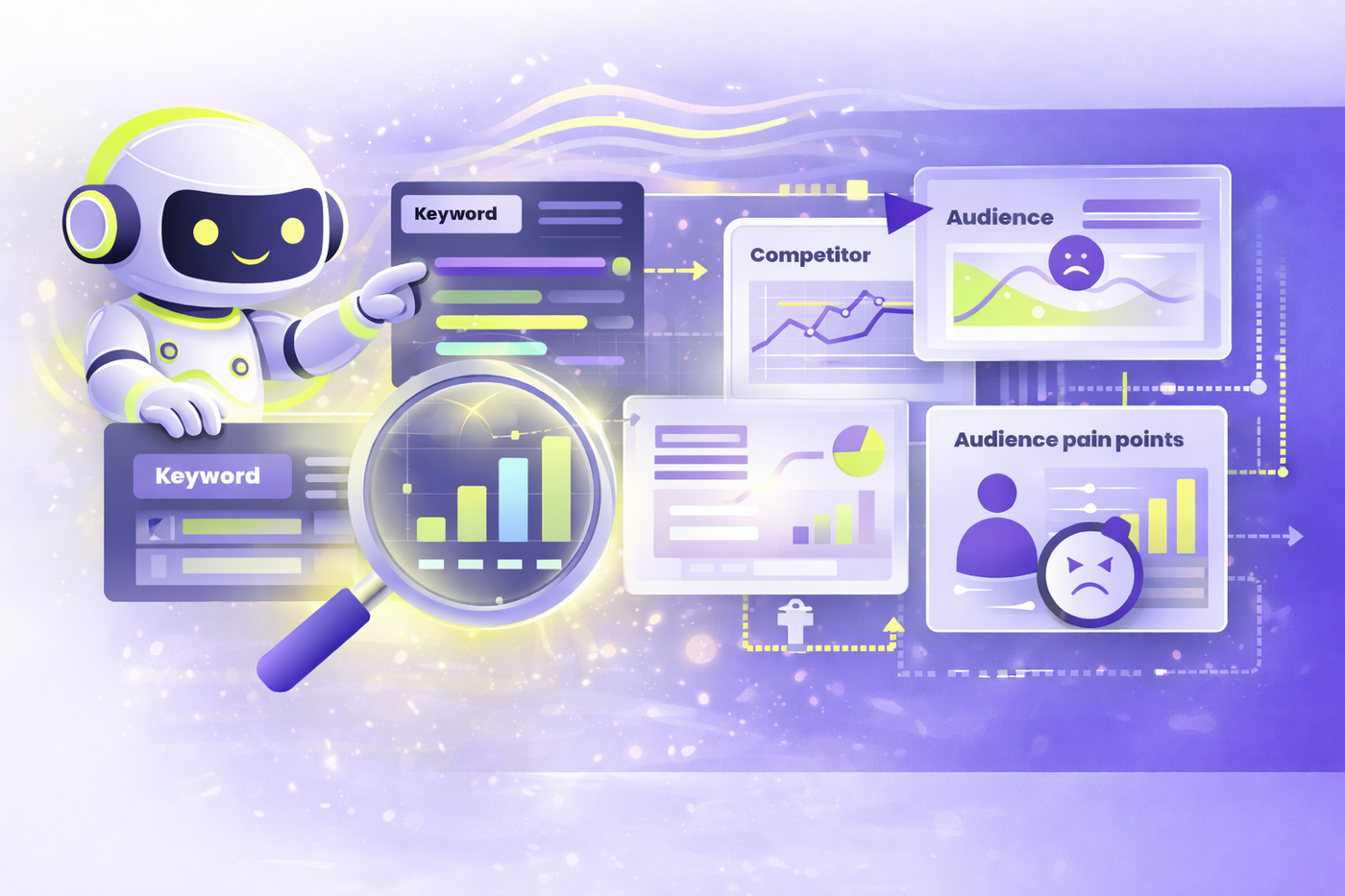 SEO company discovery dashboard showing keyword demand mapping