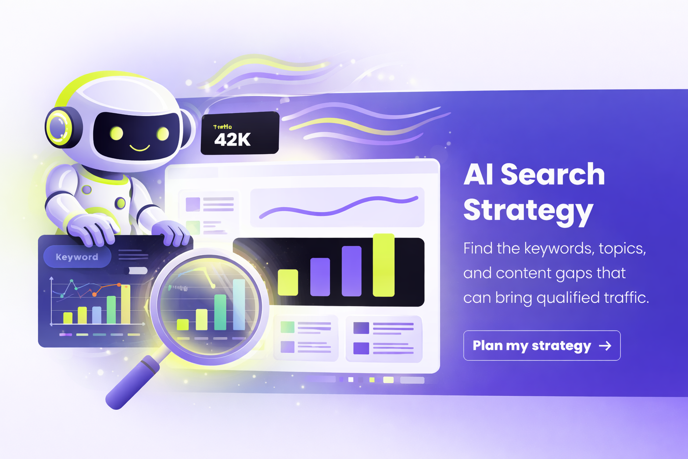AI SEO keyword strategy and organic search marketing dashboard